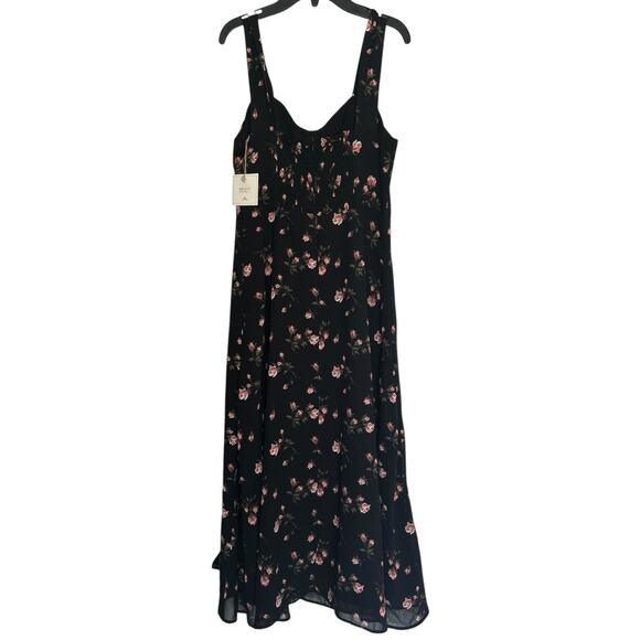 NWT Rihoas Black Floral Midi Dress Size Small - Picture 3 of 4